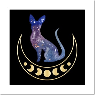 Celestial Cat & Moon Shirt, Sun Moon Stars Tee, Mystical Cat Tee, Moon and Stars, Bohemian Tshirt, Cat Lady Posters and Art